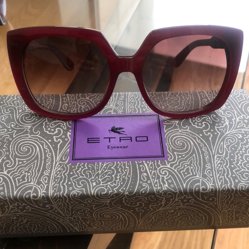 Etro burgundy sunglasses.